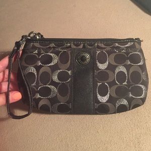 Coach wristlet - black and silver