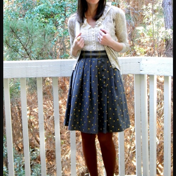 Anthropologie Tracy Reese wool yellow dots skirt
