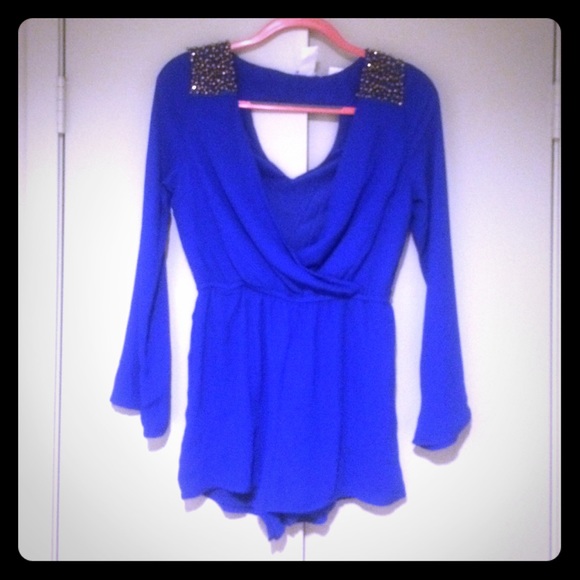 Sexy formal play suit with beaded shoulder detail