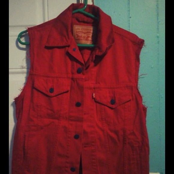 Mens red Levi vest