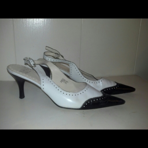 black and white spectator heels