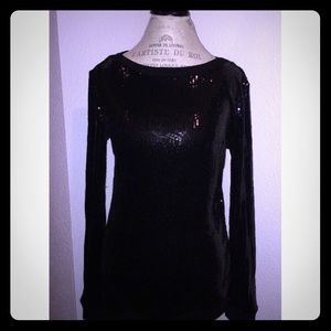 Guess By Marciano Black Sequin Party Top M