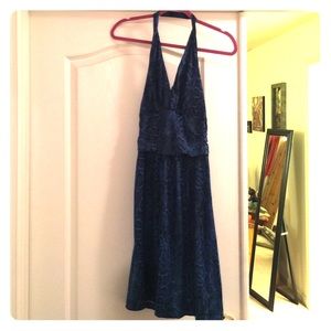 Blue Animal Print Halter Sundress!