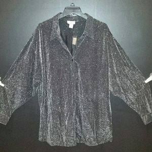 26/28 Avenue Womens long sleeve Shiny black shirt