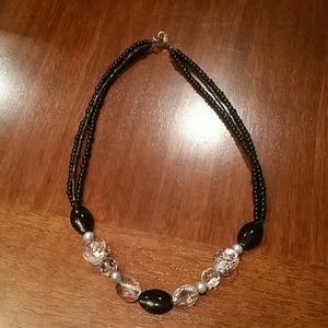 Black & Clear crystal necklace.