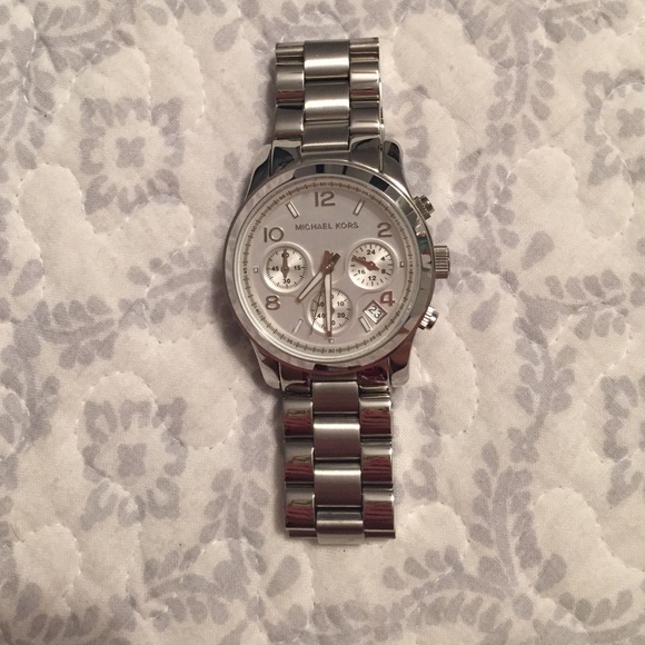 Michael Kors runway silver chronograph watch