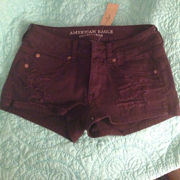 Destroyed maroon American eagle shorts - Picture 1 of 4