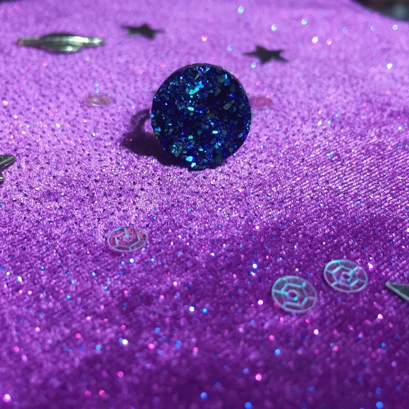 Blue Faux Druzy Gemstone Ring