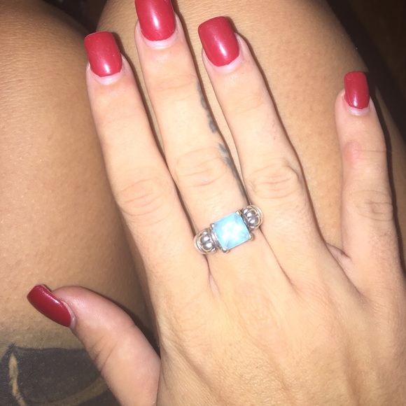Blue stone sterling silver ring