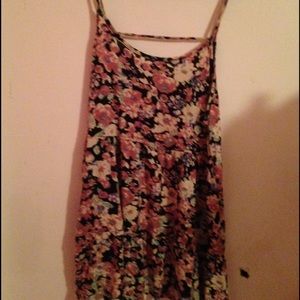Black sun dress with flower pattern