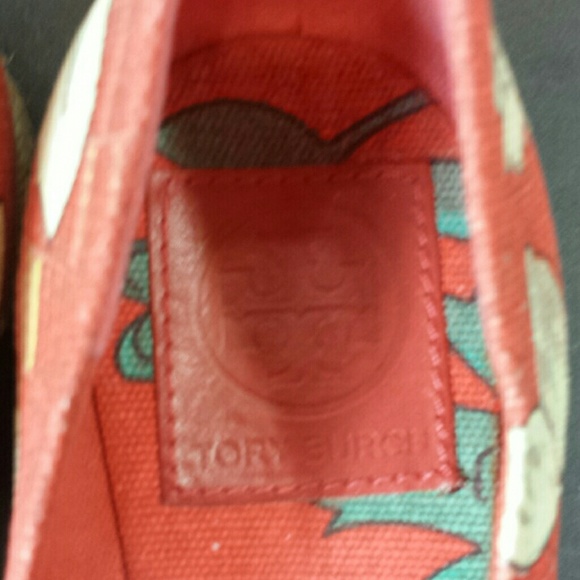 Tory Burch Red Green Flats Espadrilles Shoes - Picture 4 of 4