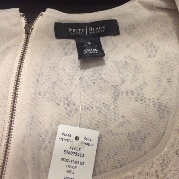 White House black market overlay lace tee