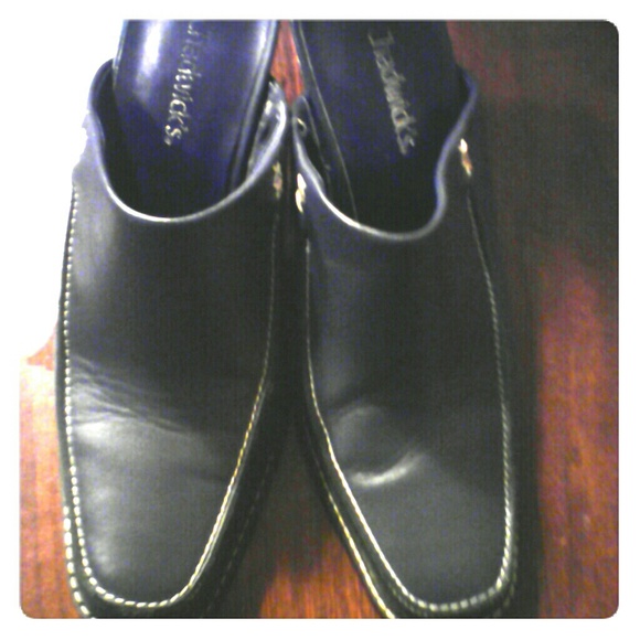 Chadwick's blue slide ins leather