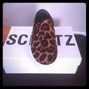 Schutz leopard print slip on sneakers