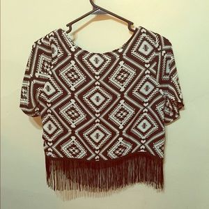 H&M Tribal Patterned Crop Top with Frill
