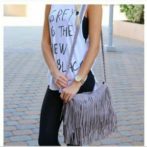 Light gray fringe bag