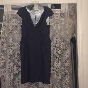 Dark blue capped sleeve dress