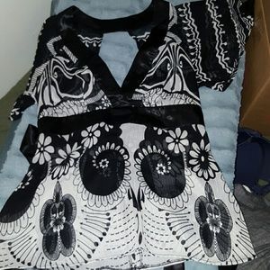 Black and white shiffon kimono