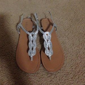 Sparkly silver open toed sandals
