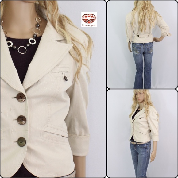bebe Jackets & Blazers - BeBe cream blazer with silver stripes