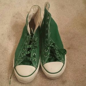 Green High Top All Star Converse shoes