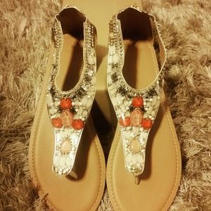 Embellished gold sandals