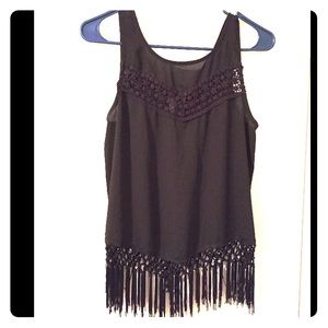Detailed sheer black top!