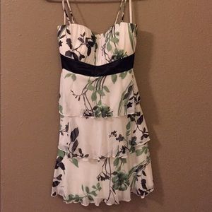 Green and black flower dress