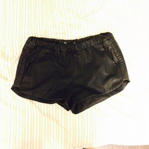 Zara Leather Black Shorts