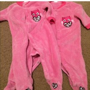 Three sets of thick fleece 3-6 months girls