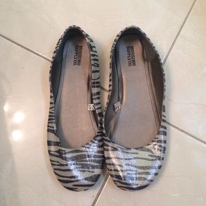 Sequin Zebra Printed Flats