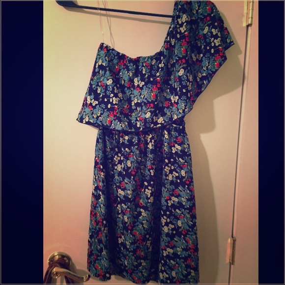 Off the shoulder dress.