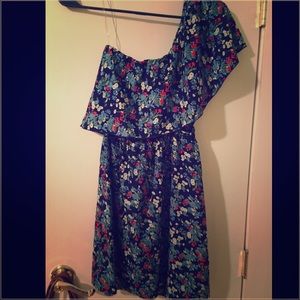 Off the shoulder dress.