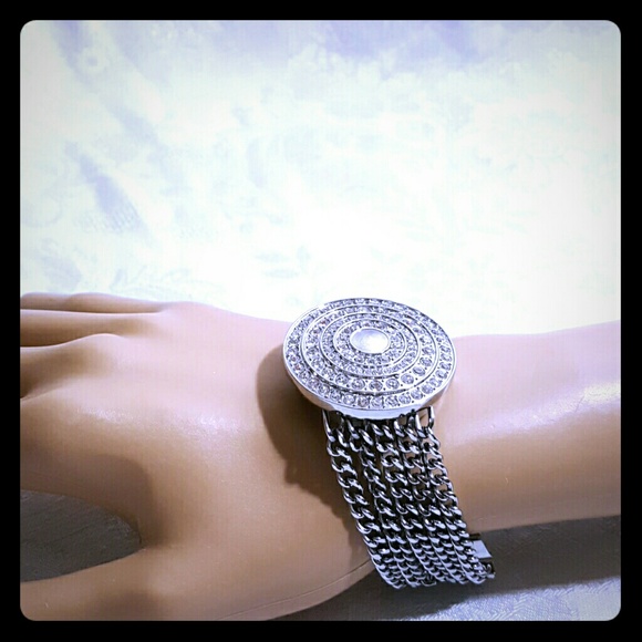 Liz Claiborne Jewelry - Liz Claiborne bejeweled watch silvertone