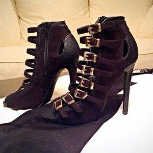 Just Fab Strappy Black Stilettos