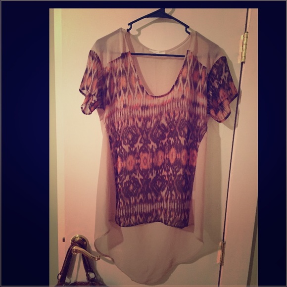 Shear orange and tan shirt