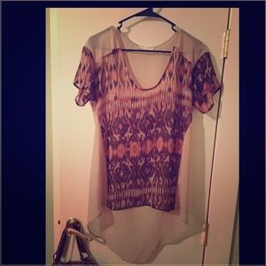 Shear orange and tan shirt