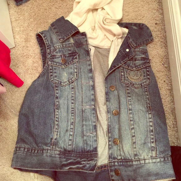 Jackets & Blazers - Super cute denim vest with built in hood, Alabama