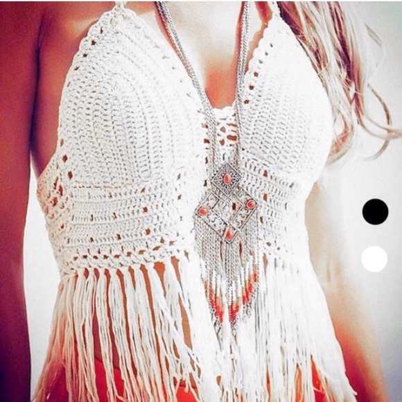 Tops - White crochet crop top