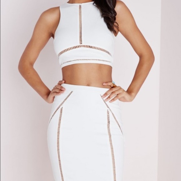 Missguided White caged/ribbed crop top
