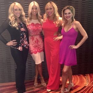 Missguided red lace crop top and skirt