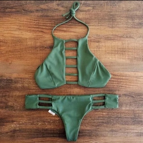 Boutique  Other - SEXY GREEN LADDER HALTER CHEEKY BRAZILIAN BIKINI S