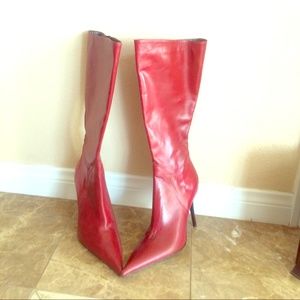 Charles David Red High Heel Boot