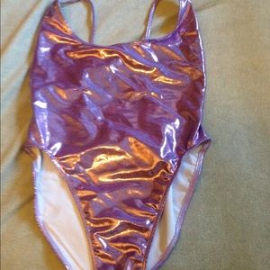 American Apparel high cut shiny purple leotard