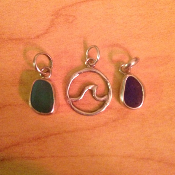 ❌SOLD❌SEA GLASS PENDANT BUNDLE, STERLING SILVER🌺