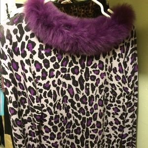 Nicole Miller spun silk/fox fur sweater