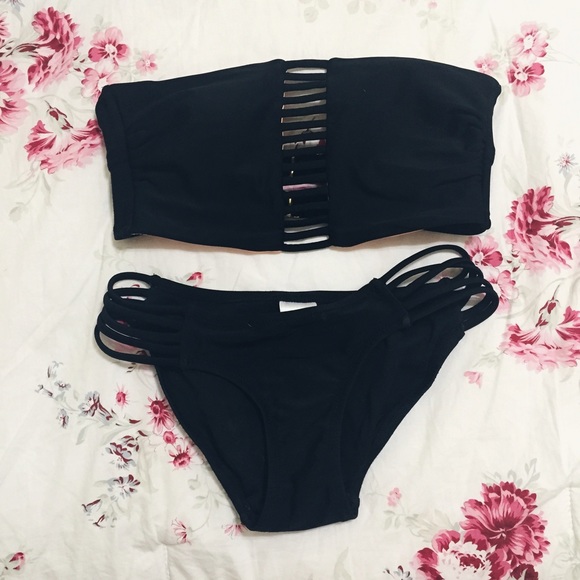 Xhilaration Other - Black Strappy Swimsuit Set