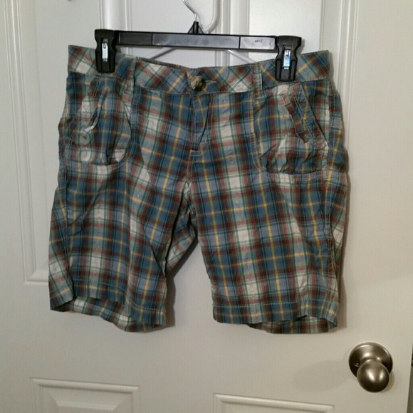 Blue plaid shorts