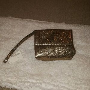 New gold sequin Neiman Marcus wristlet