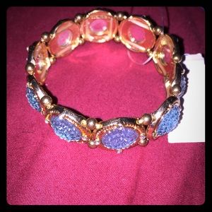 NWT Blue Rhinestone & Gold Bracelet